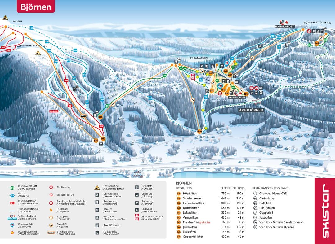 Map of the Björnen ski area