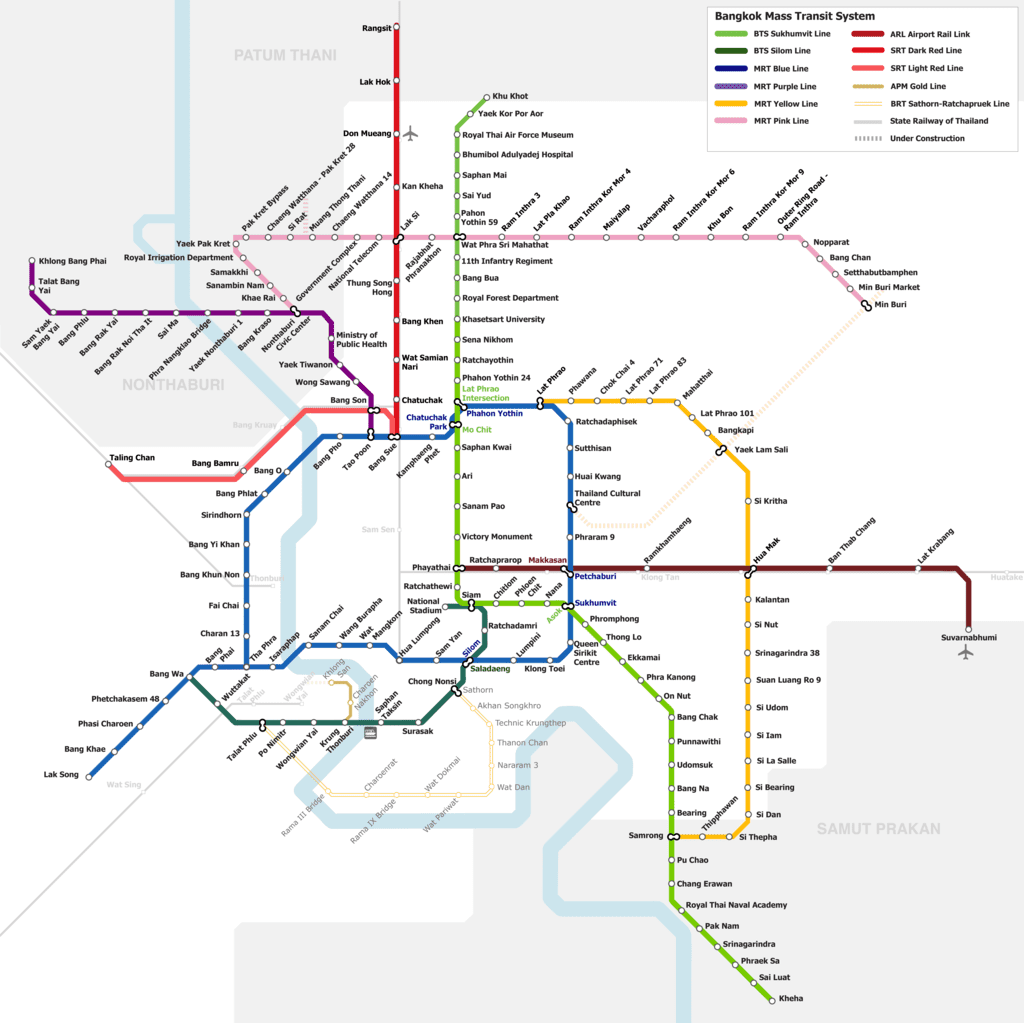 Map of Bangkok metro network