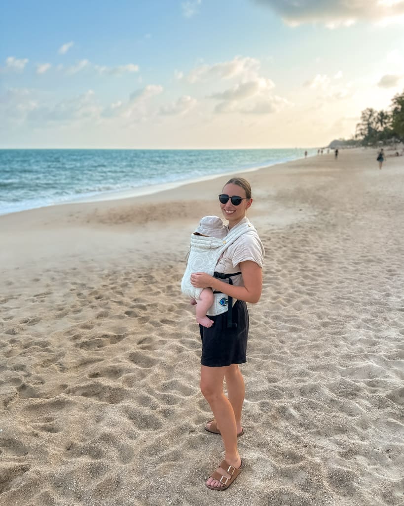 Victoria with Adrian in the baby carrier