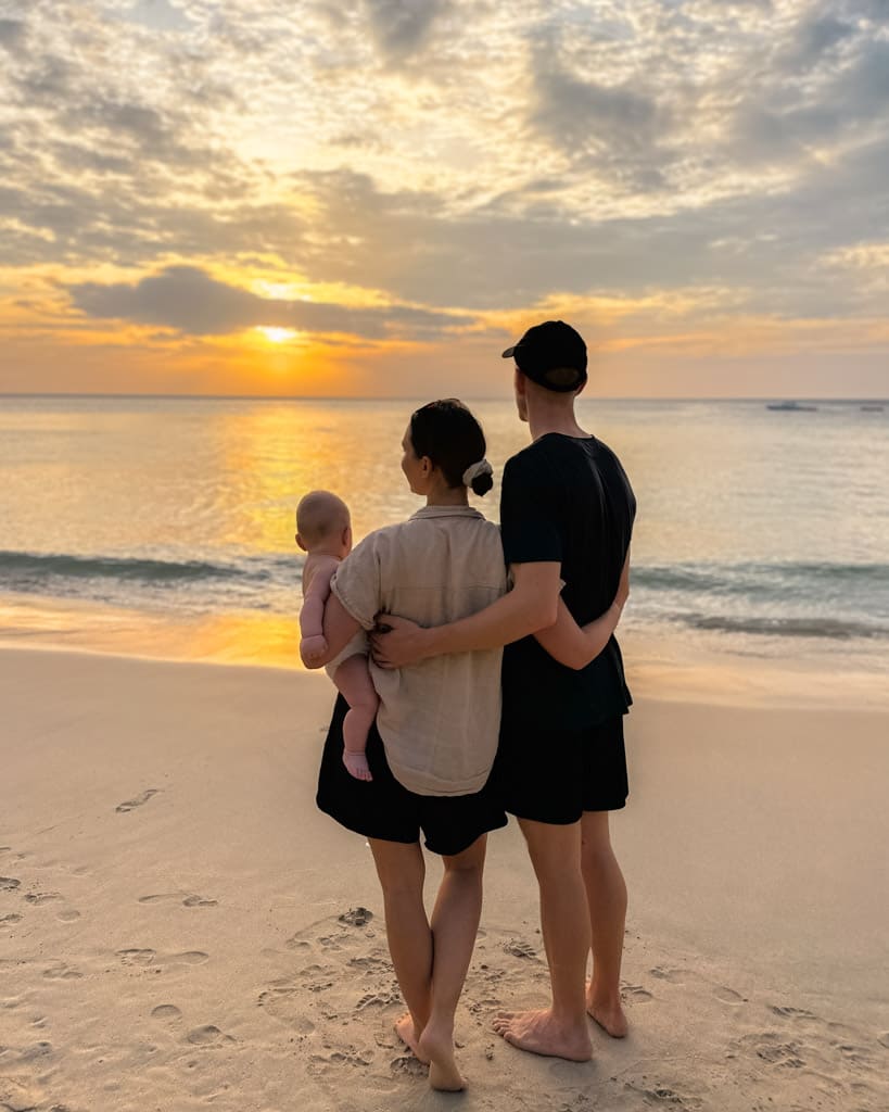 Adrian, Victoria and Alex on the beach in Surin