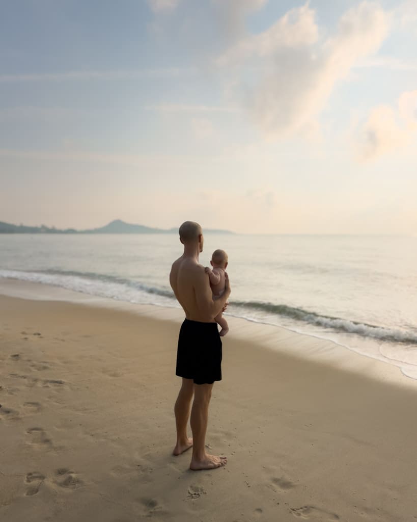 Alex with Adrian on the beach