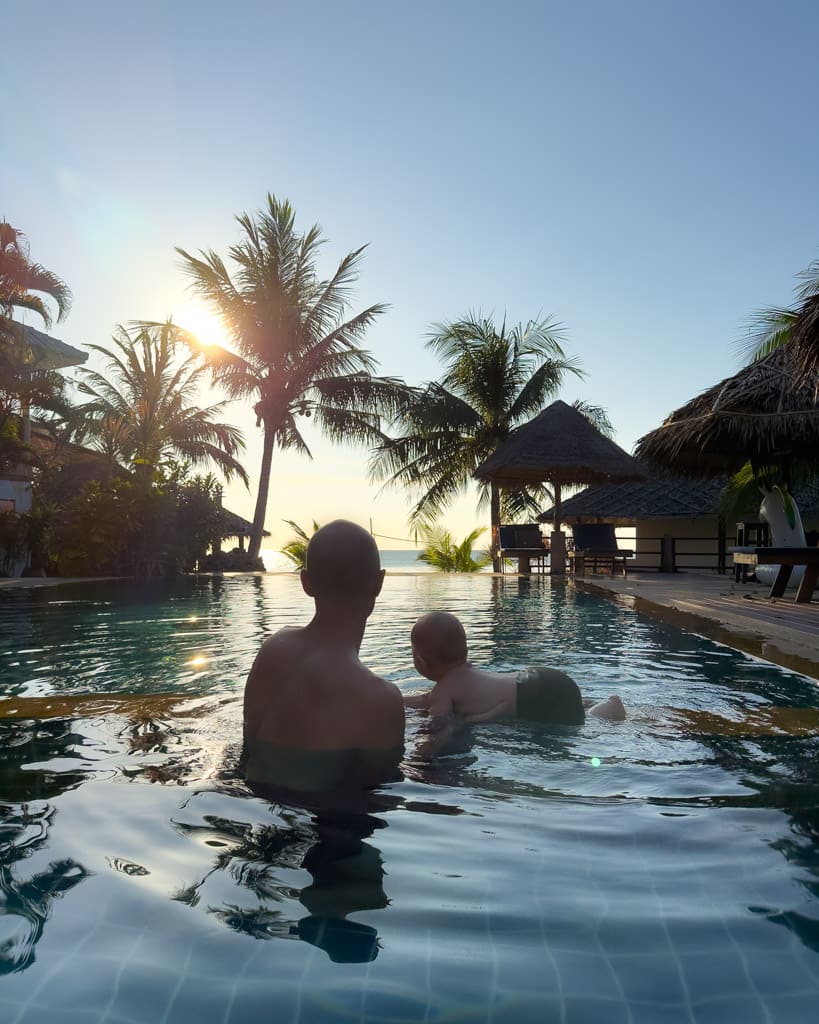 Alex and Adrian in the pool on Koh Phangan