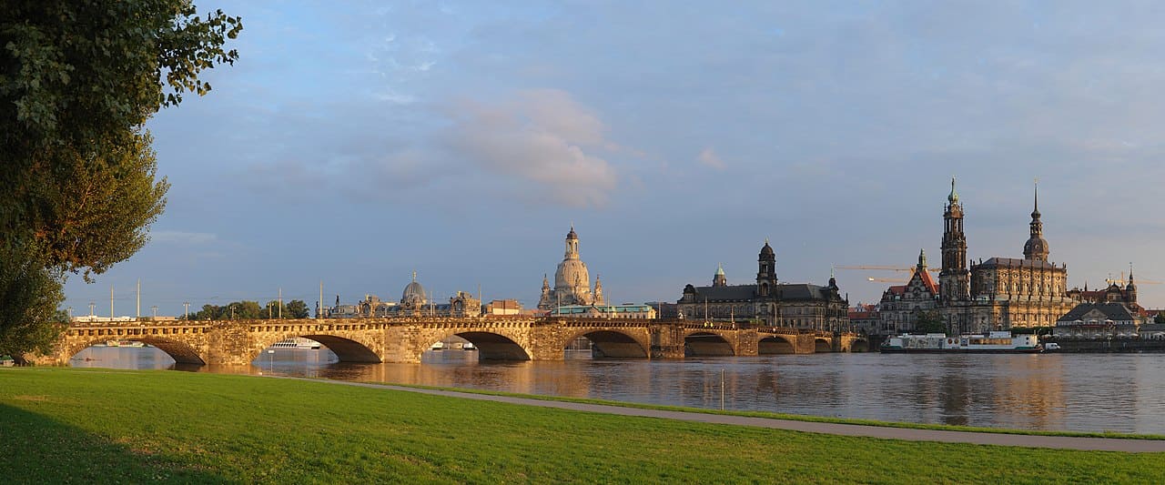 The Augustus Bridge in the middle of Dresden