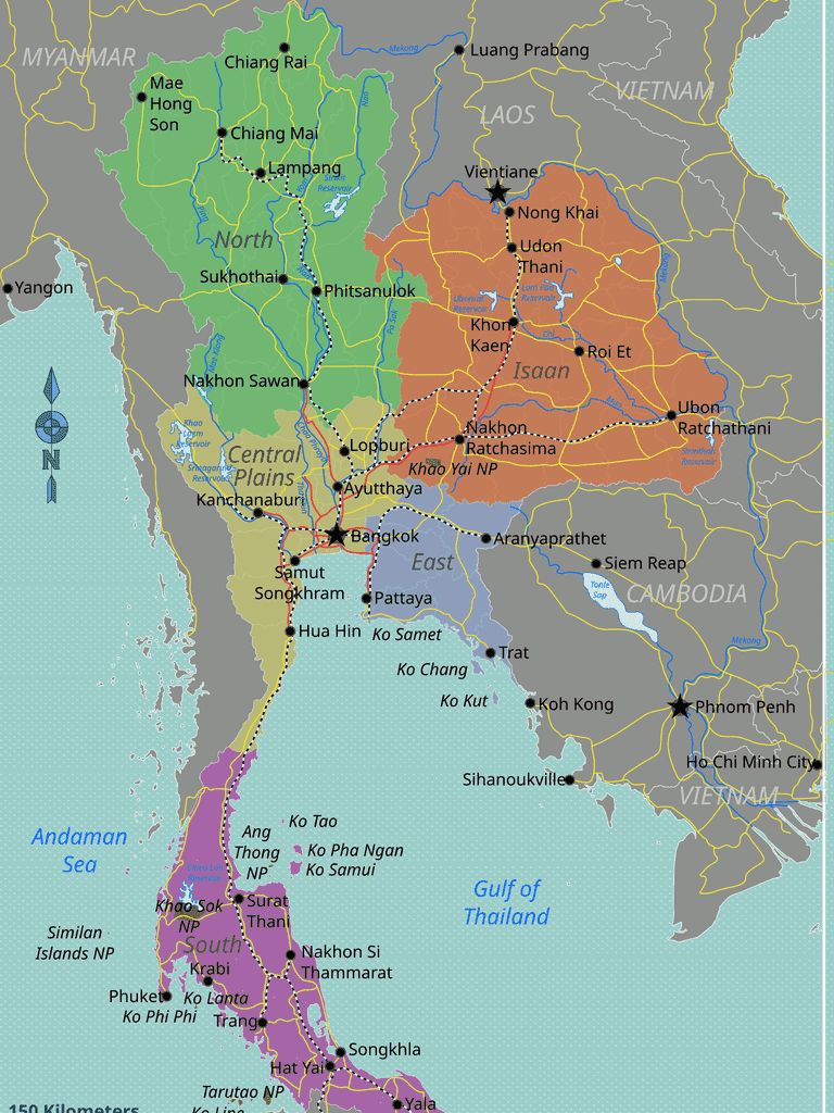 Map of the regions in Thailand