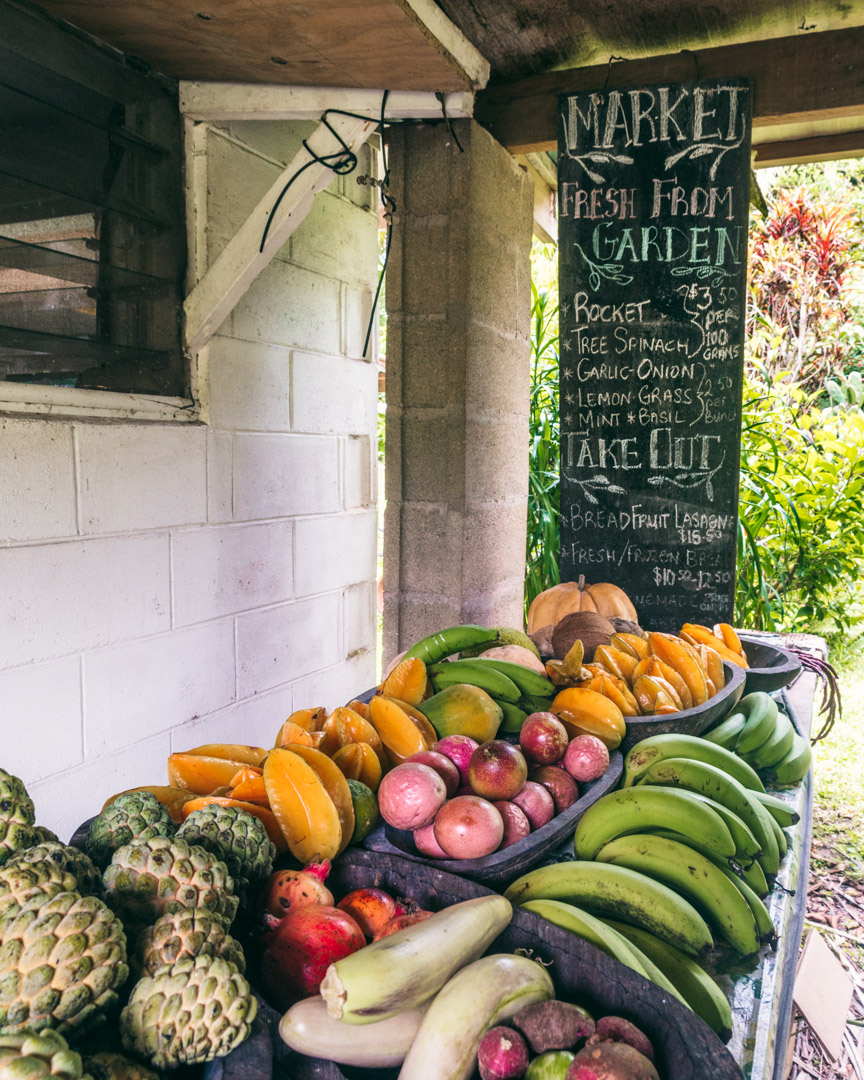 Fresh fruit for sale at Tauono's Market and Cafe