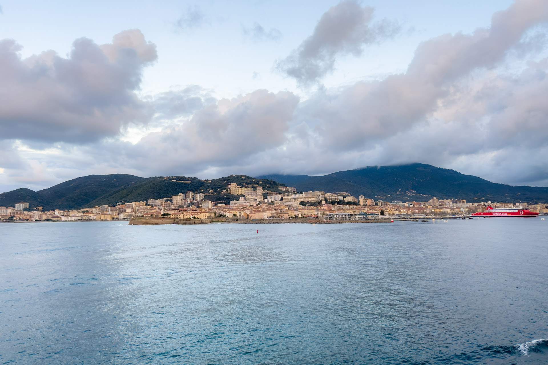 Ajaccio as seen from our arrival by car ferry from France
