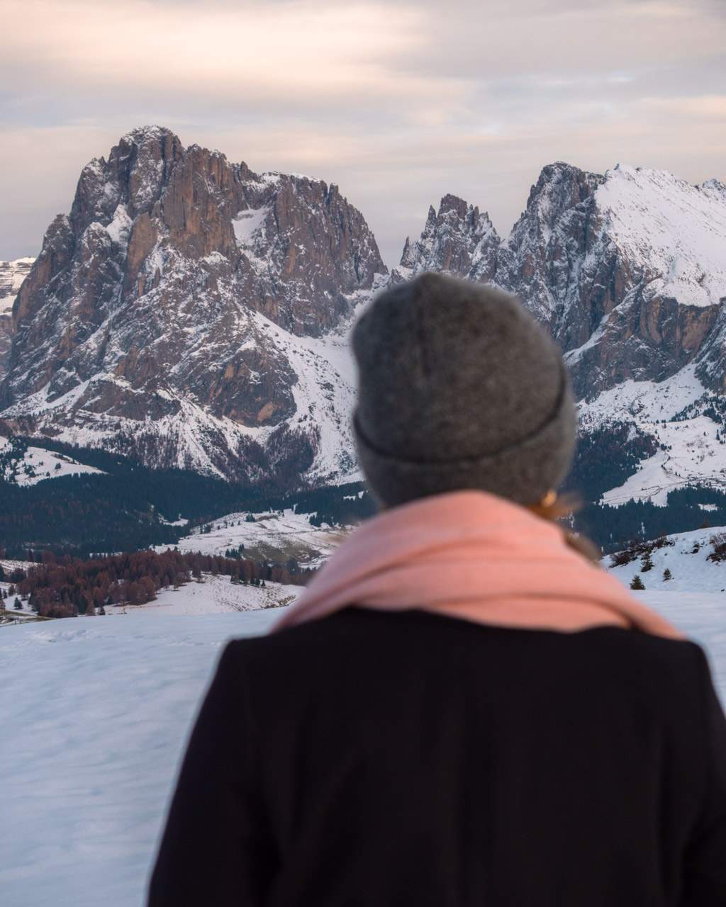 Victoria with a view to Sassolungo/Langkofel and Sasso Piatto/Plattkofel