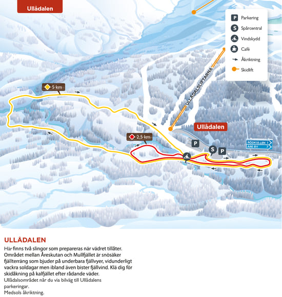 Map of the cross-country tracks in Ullådalen