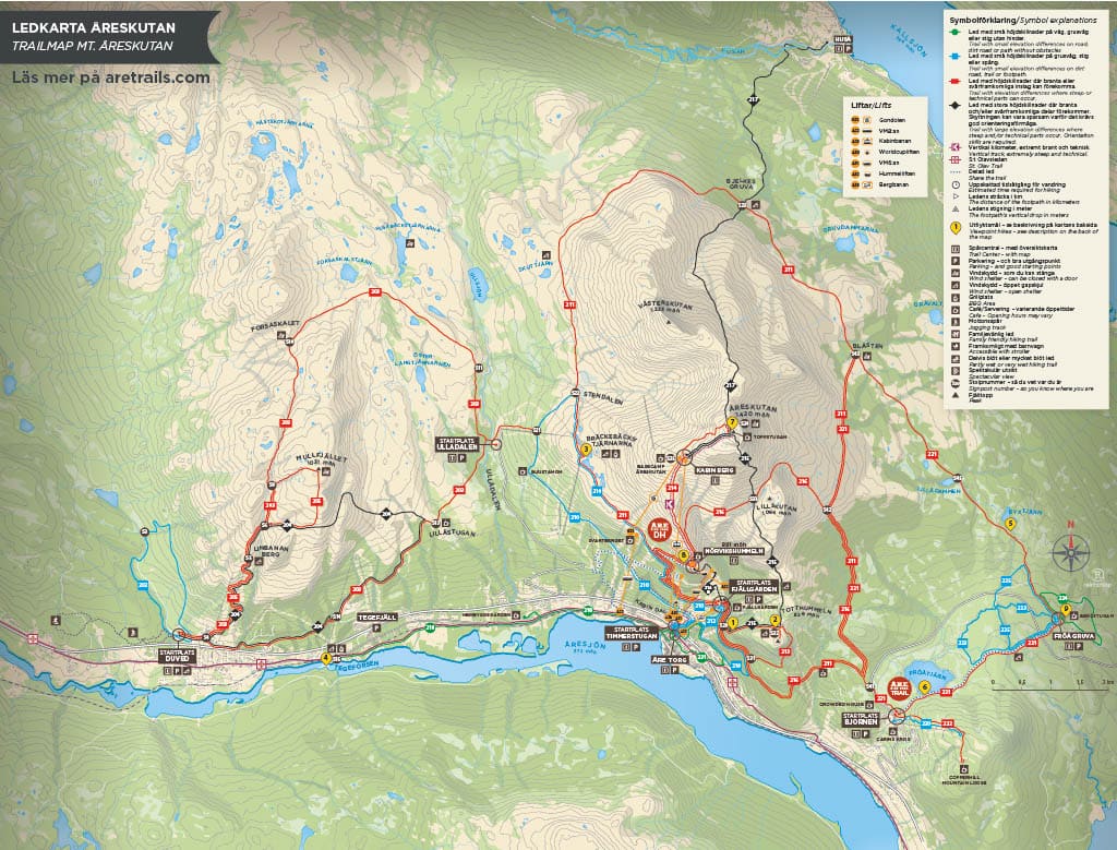 Map of the hiking trails in Åre