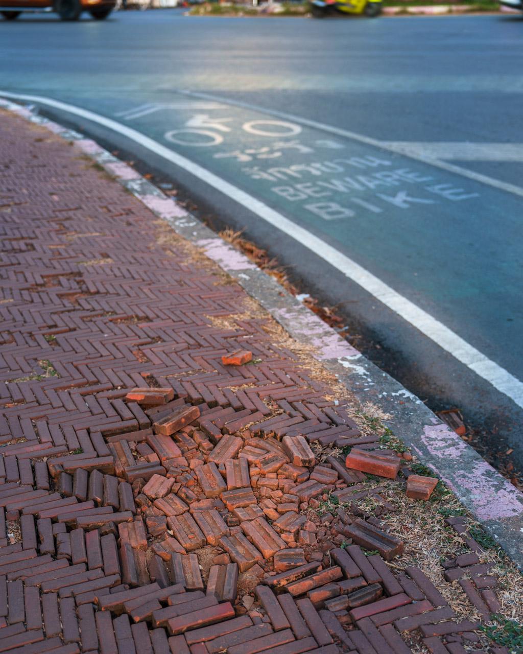 Broken sidewalk in Ayutthaya