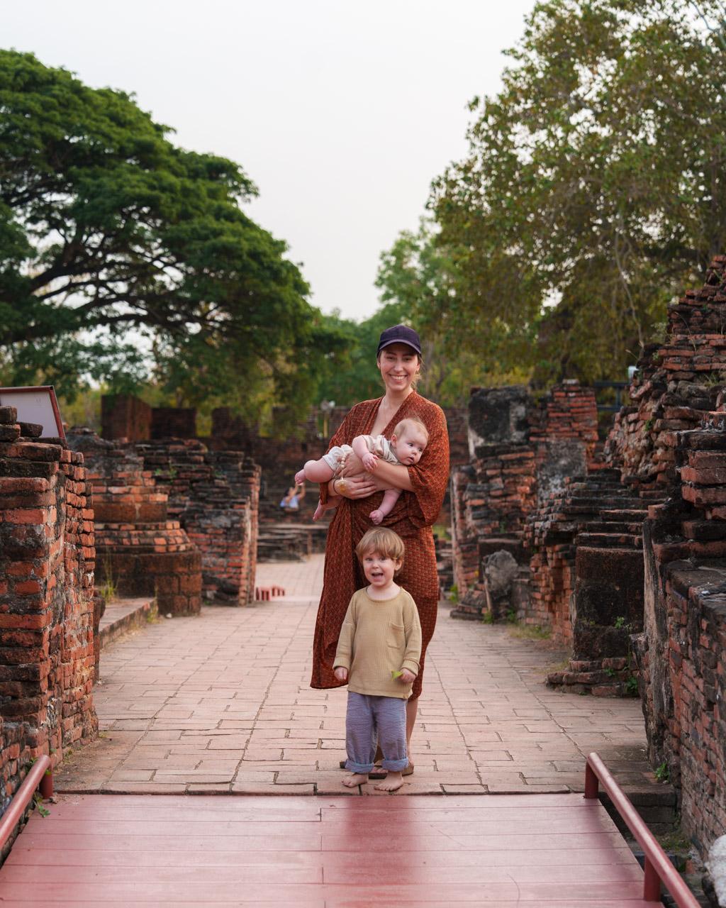 Victoria, little Adrian and baby Zoe in Ayutthaya