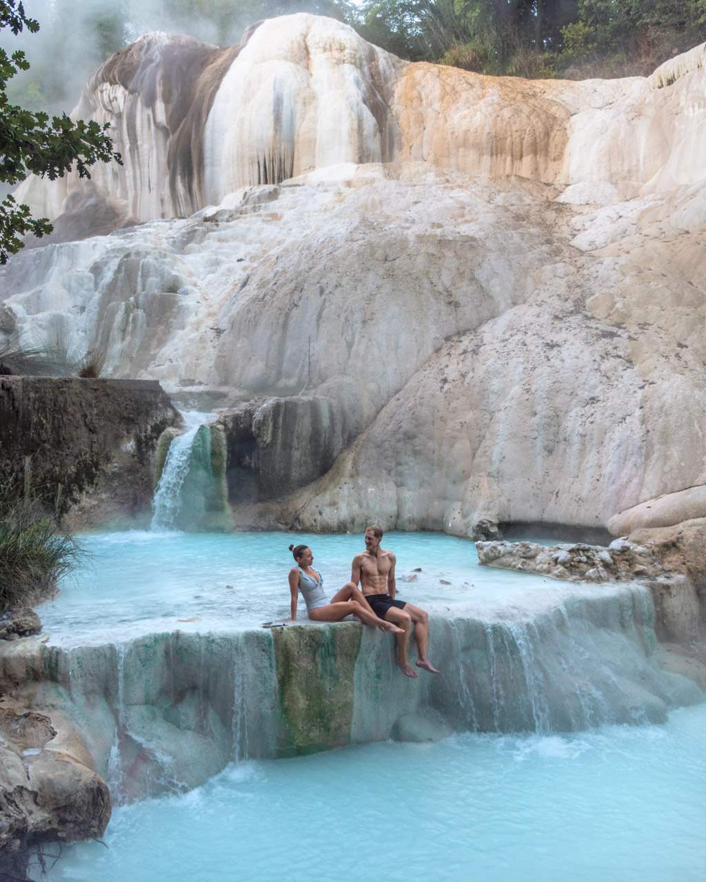 Alex & Victoria at the Bagni San Filippo Hot Springs in Tuscany