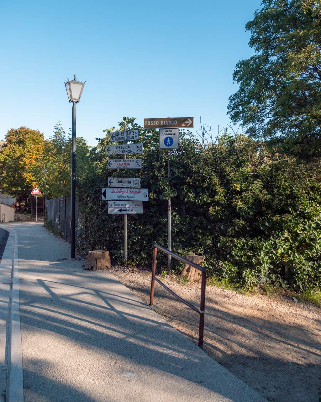 Sign pointing to Bagni San Filippo Hot Springs