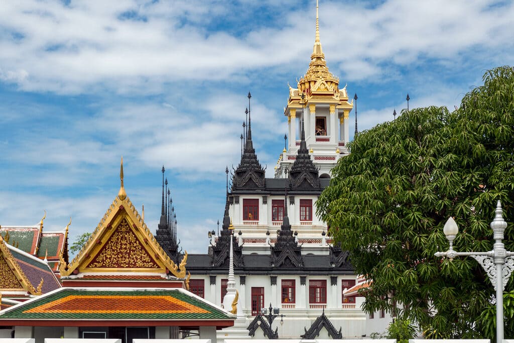 Wat Ratchanatdaram in 2014 with black spires