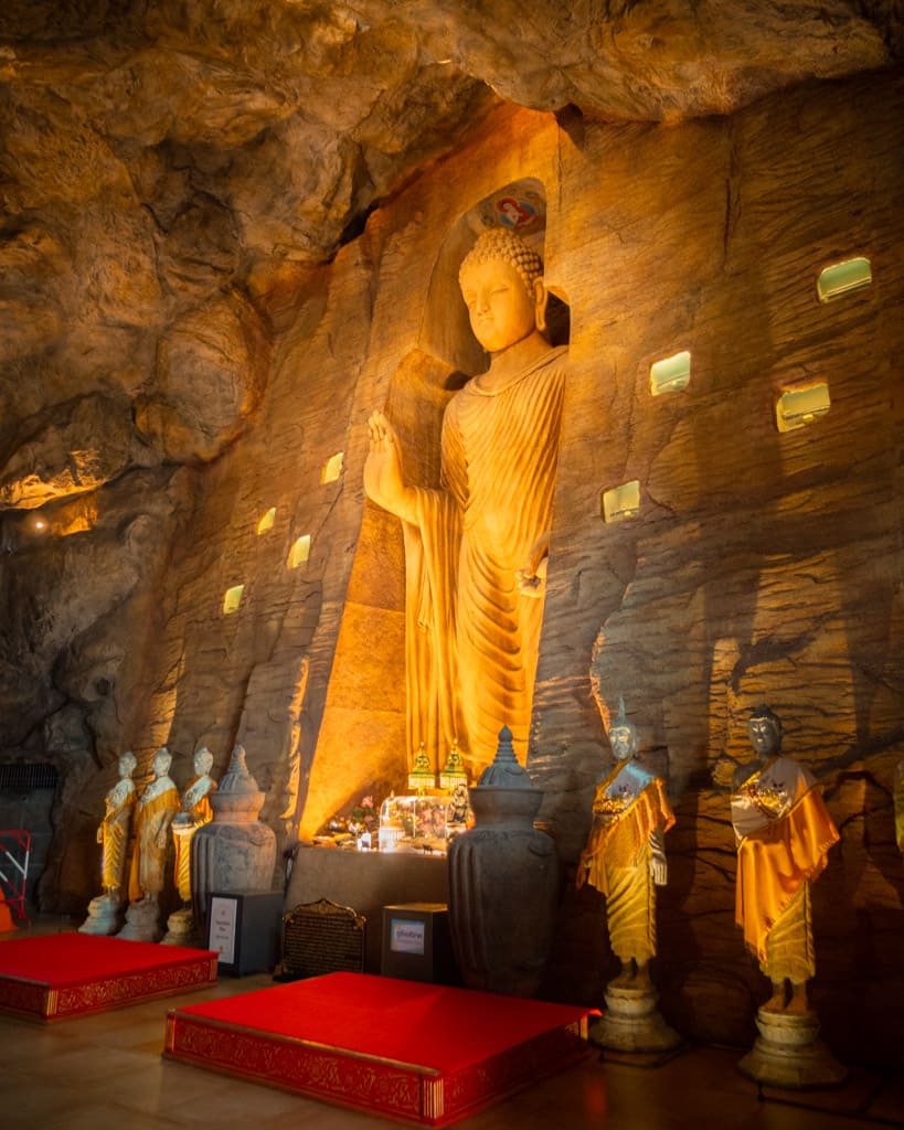 Buddha statue in cave at Wat Saket
