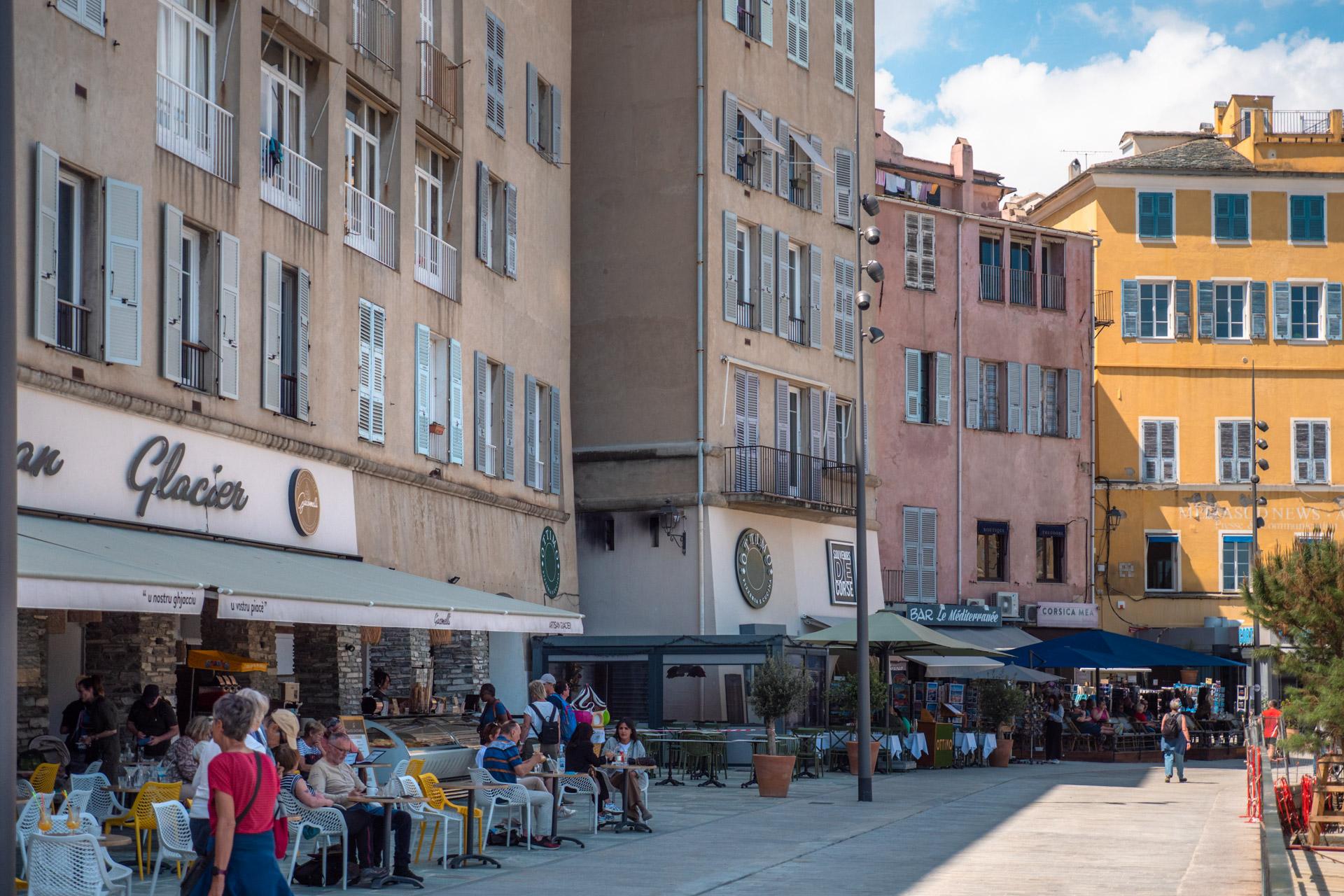 Cafés at Bastia's old harbour