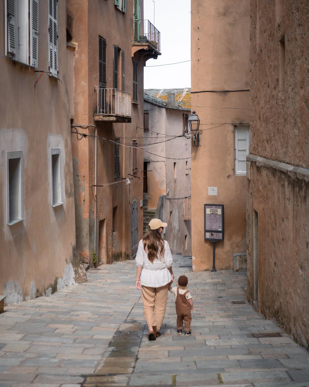 Victoria with our son in Bastia, Corsica