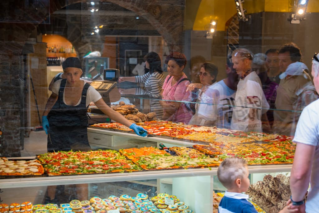 Pizza slices in Bergamo