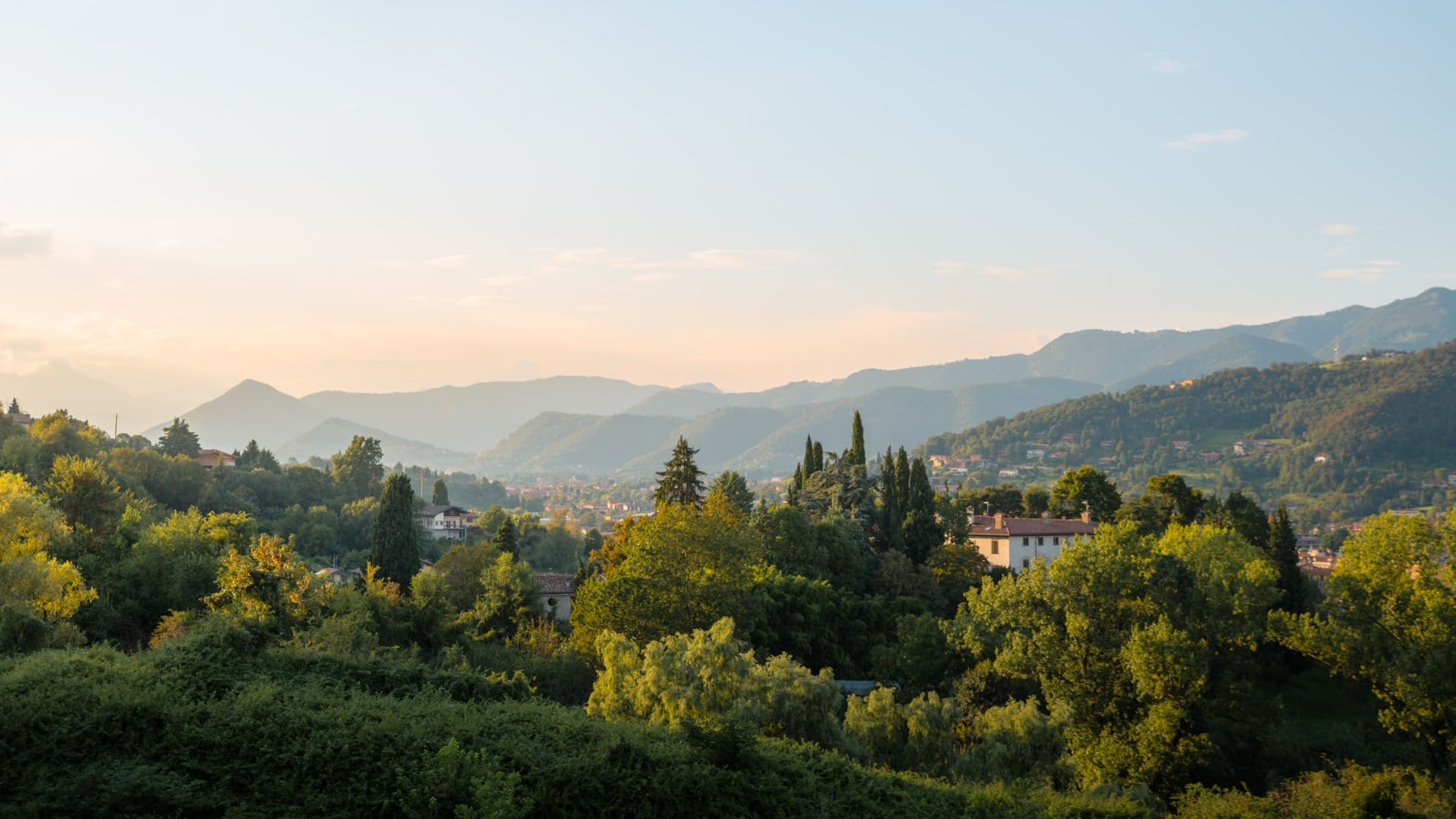 The landscape surrounding Bergamo’s old town