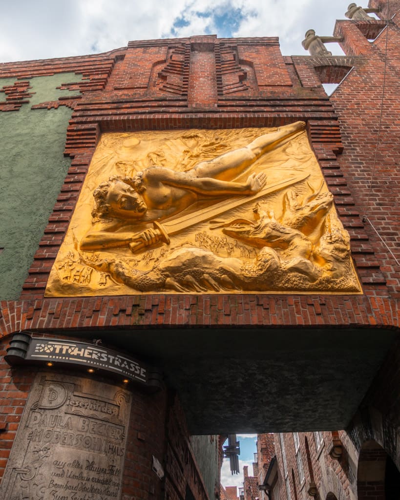 The Lightbringer at the entrance to Böttcherstraße in Bremen