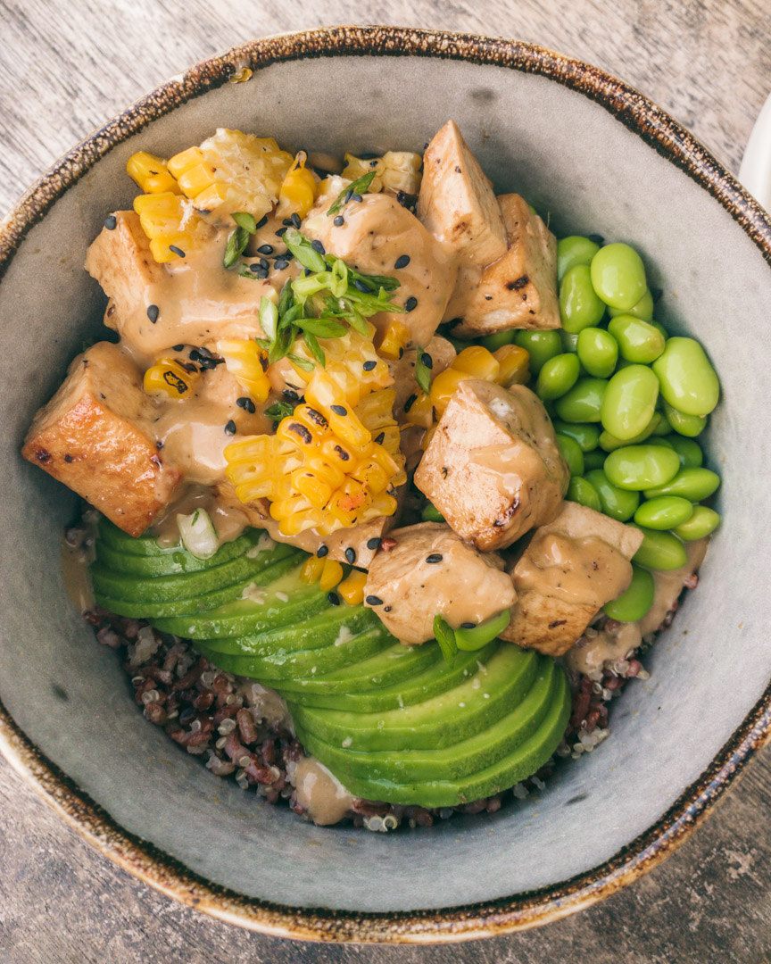 Vegan poke bowl at The Avocado Factory