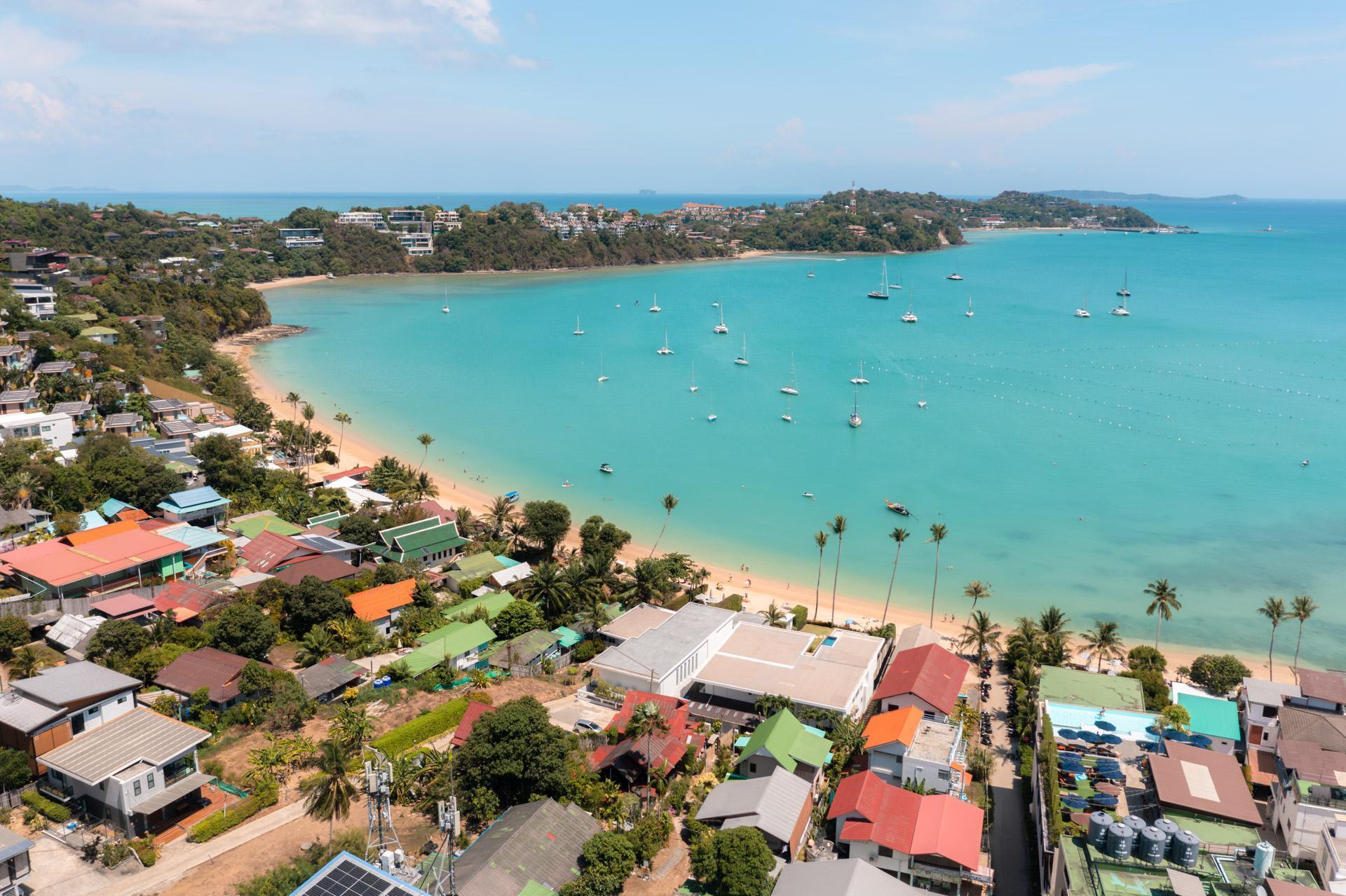 Ao Yon Beach with the rest of Cape Panwa in the background as seen from a drone