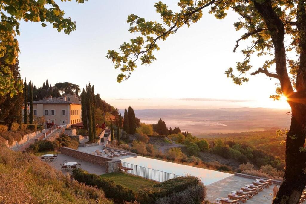 Rosewood Castiglion del Bosco with pool and view