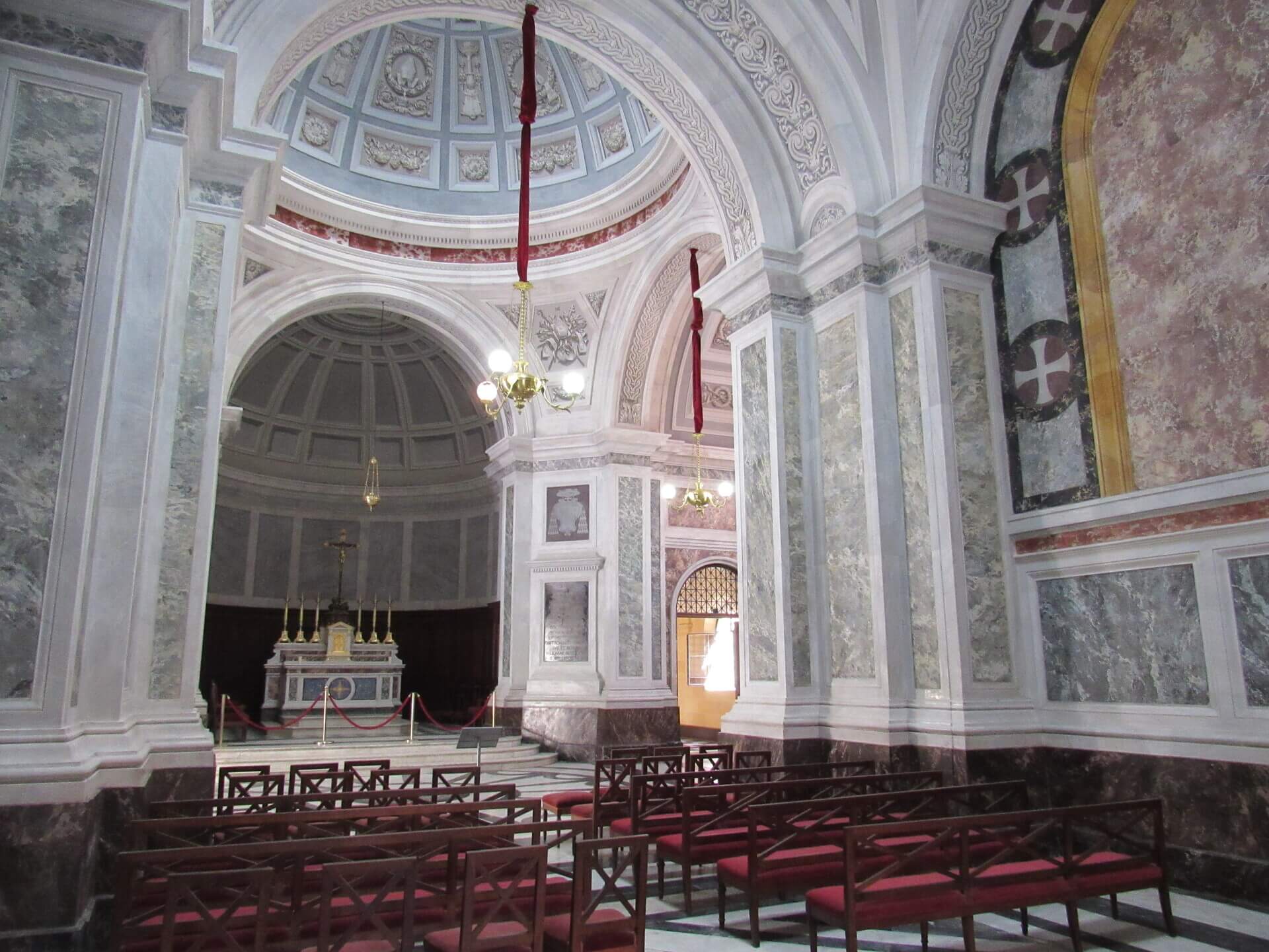 The Imperial Chapel in Ajaccio as seen from the inside.
