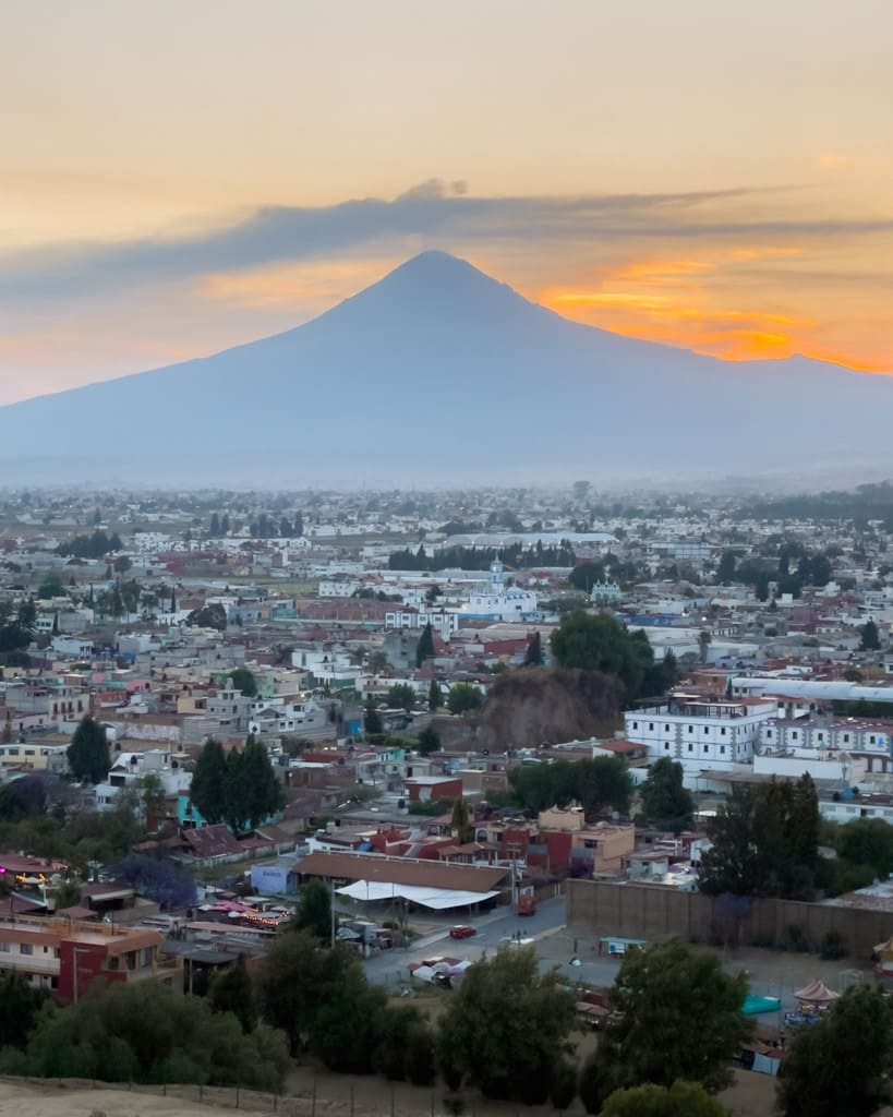 Views from the church towards the volcano