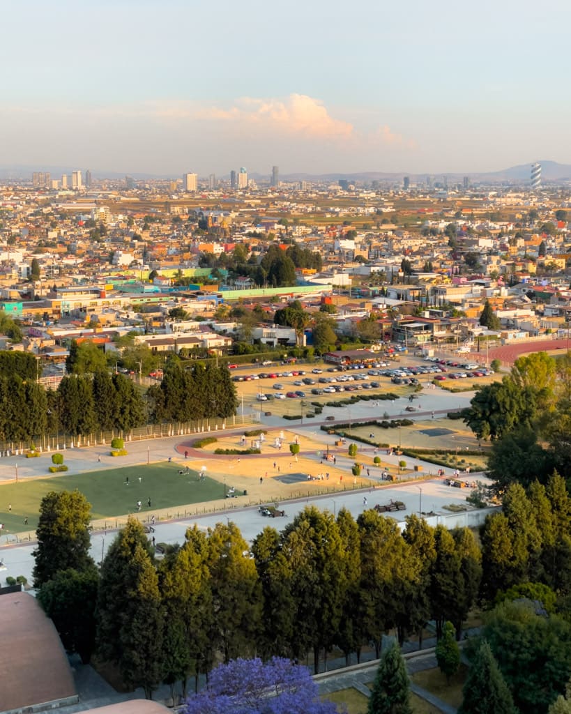 The large outdoor recreational area just east of the Pyramid including a public running track