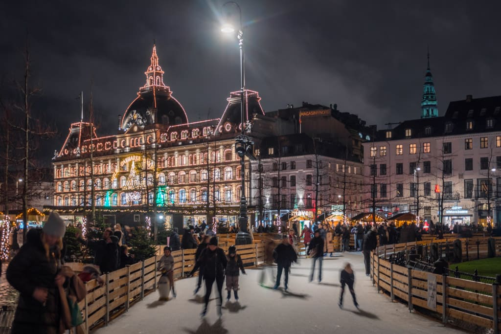 The ice rink at Kongens Nytorv during Christmas