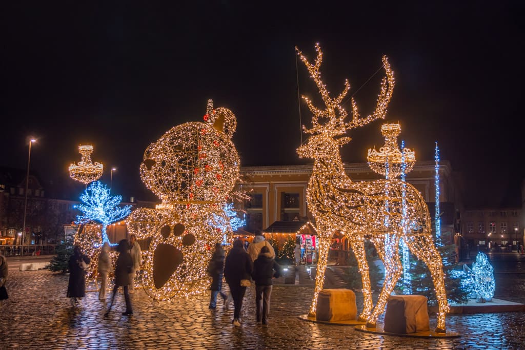 The light installations at the Christmas Market on Thorvaldsens Plads