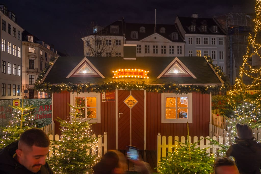 Santa's hut at the Christmas market on Nytorv in Copenhagen