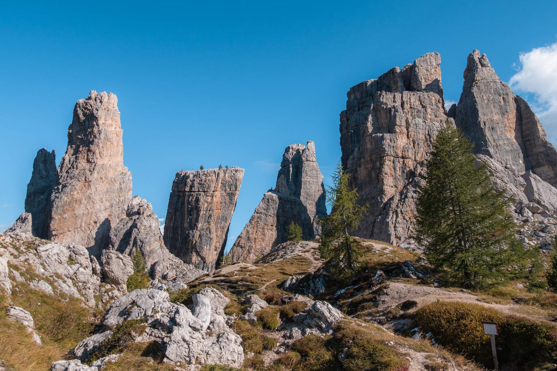 The five towers in the Dolomites