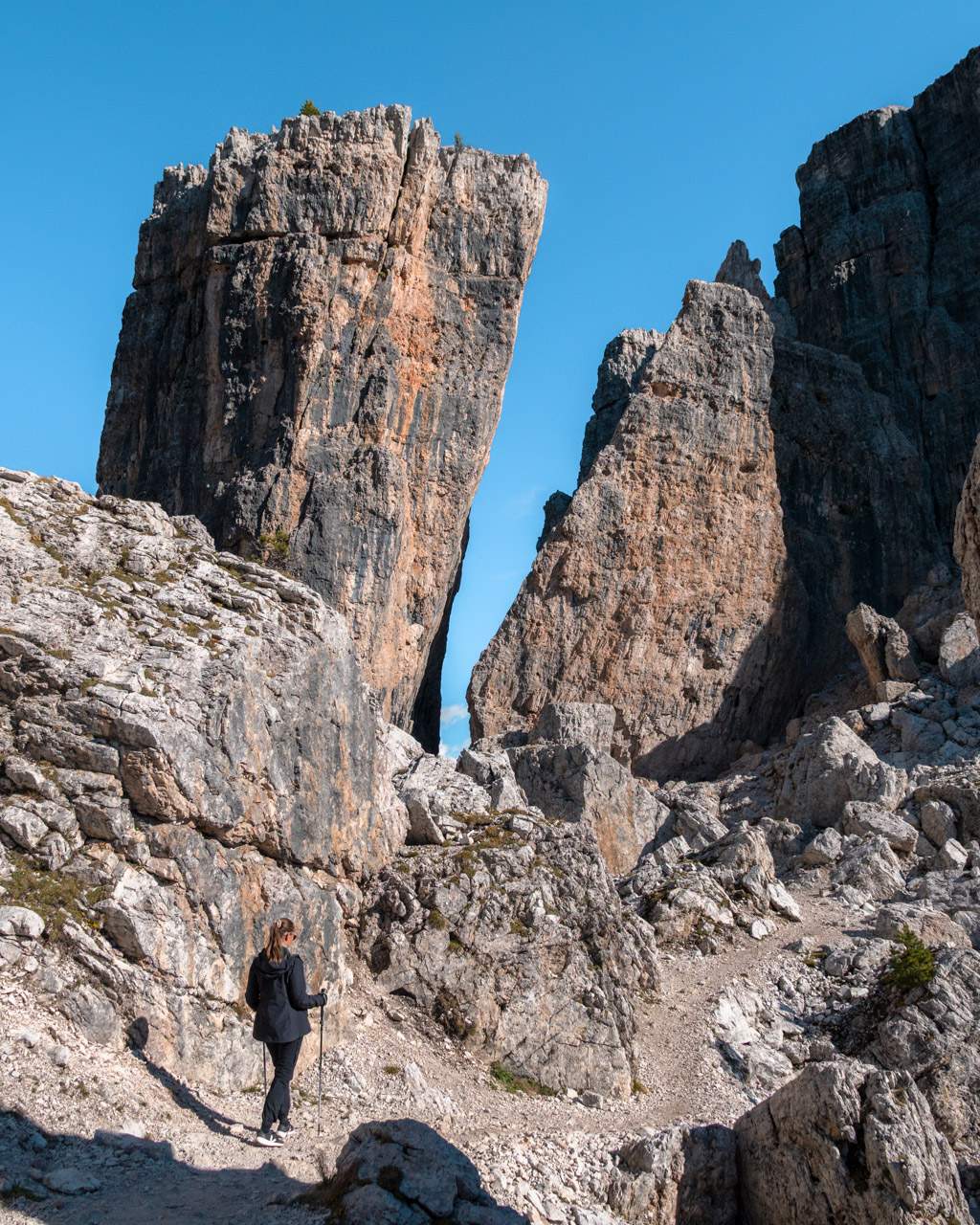 Victoria hiking at the Cinque Torri