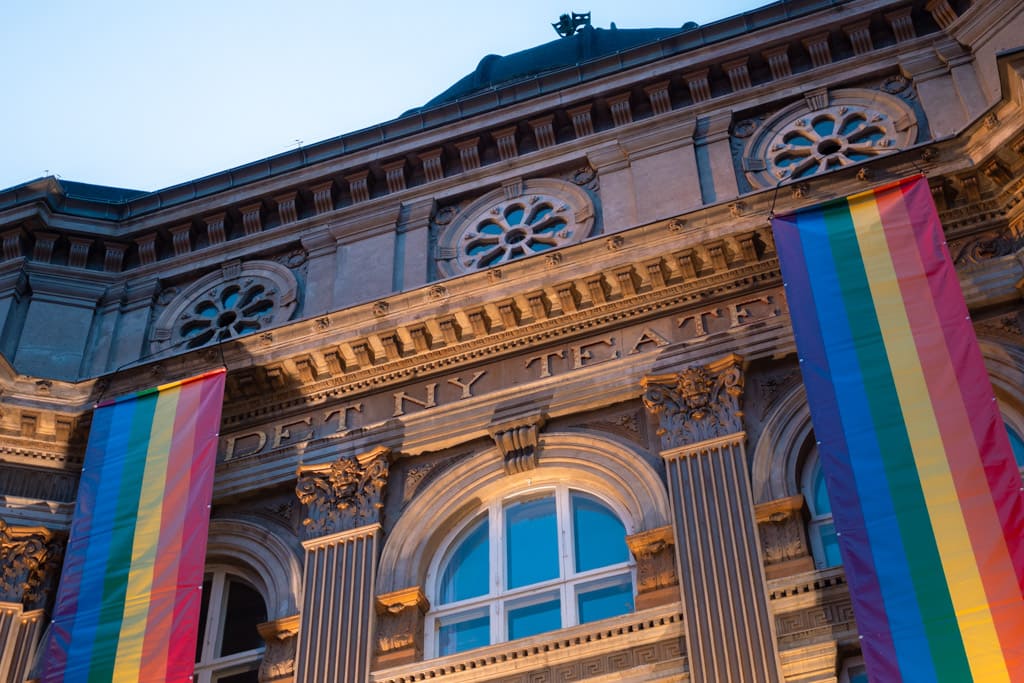 LGBTQ flags at Det Ny Teater