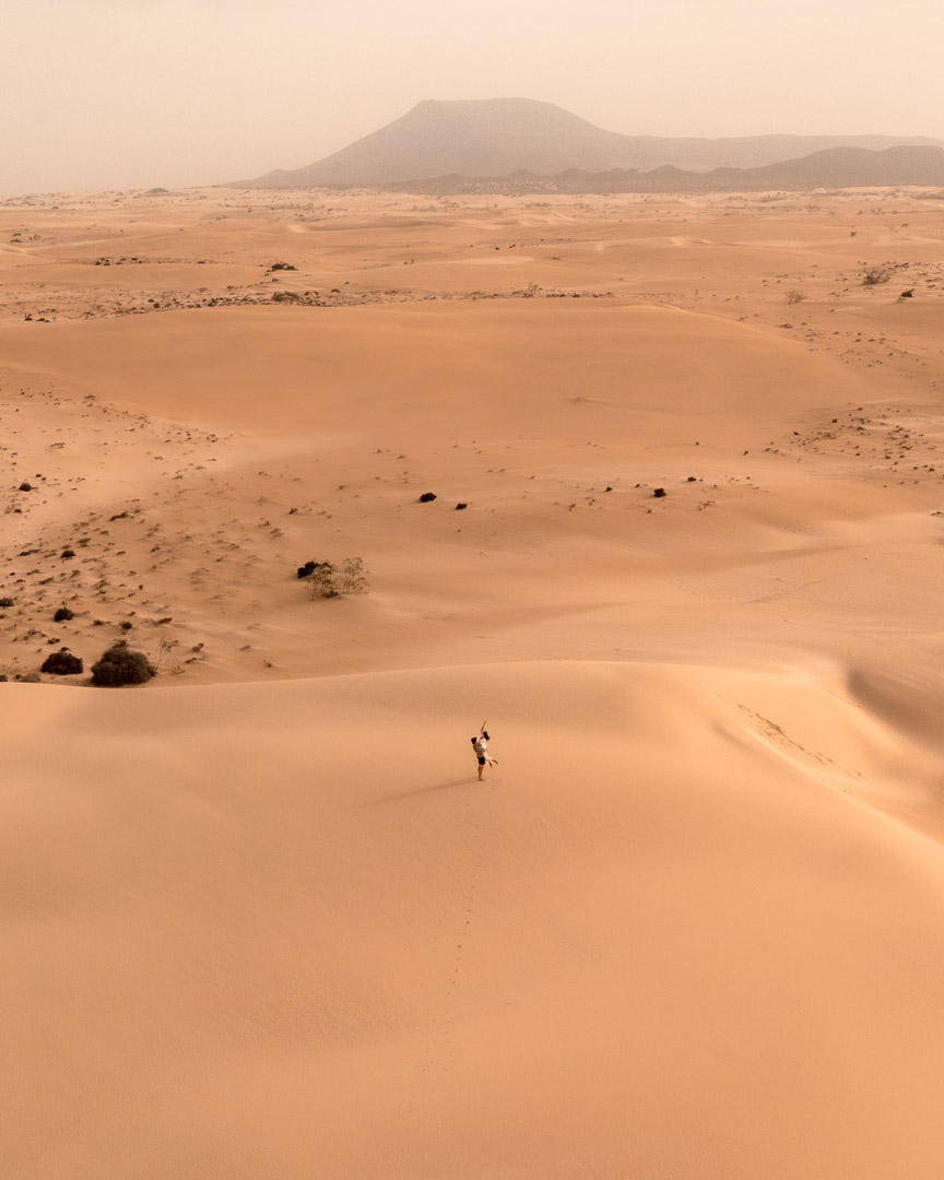 Alex & Victoria on the sand dunes in Corralejo natural park