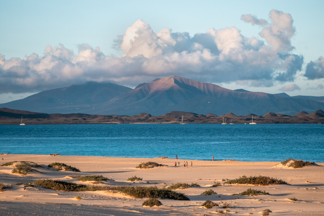 View of Lobos Island and Lanzarote from Corralejo sand dunes
