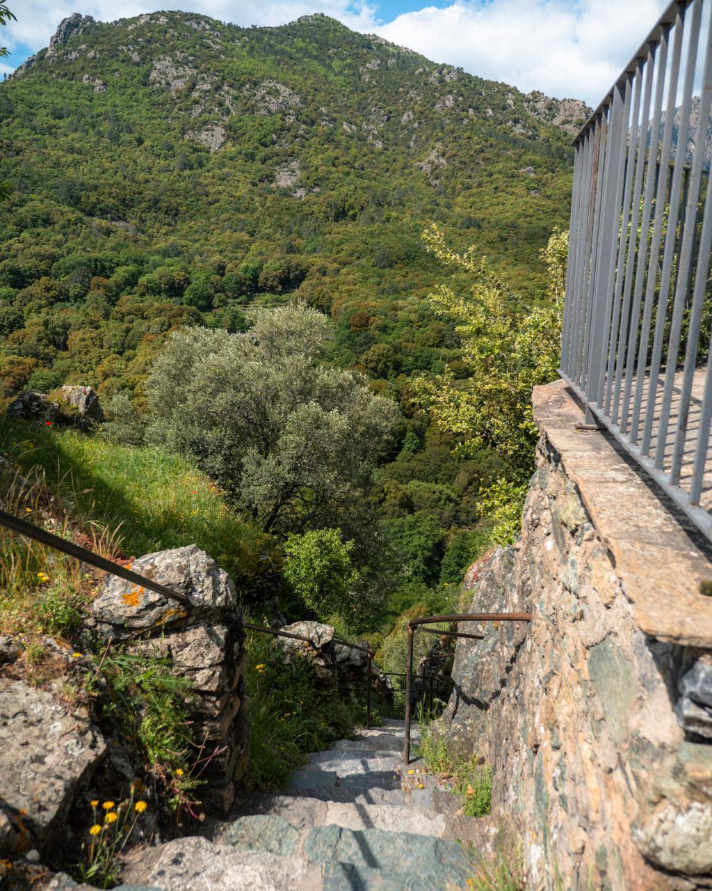 Stairs leading to hike around Citadel in Corte