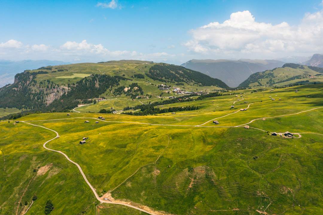 The Seiser Alm plateau from the drone