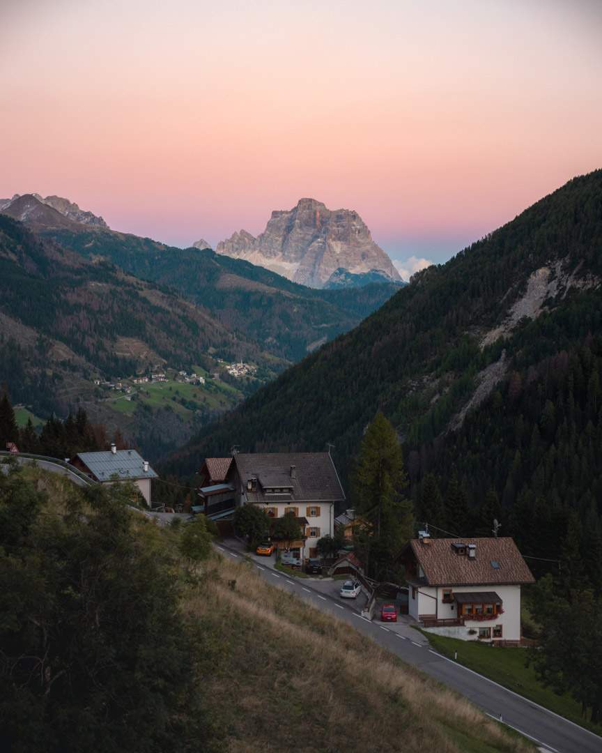 Sunset in the Dolomites towards Civetta