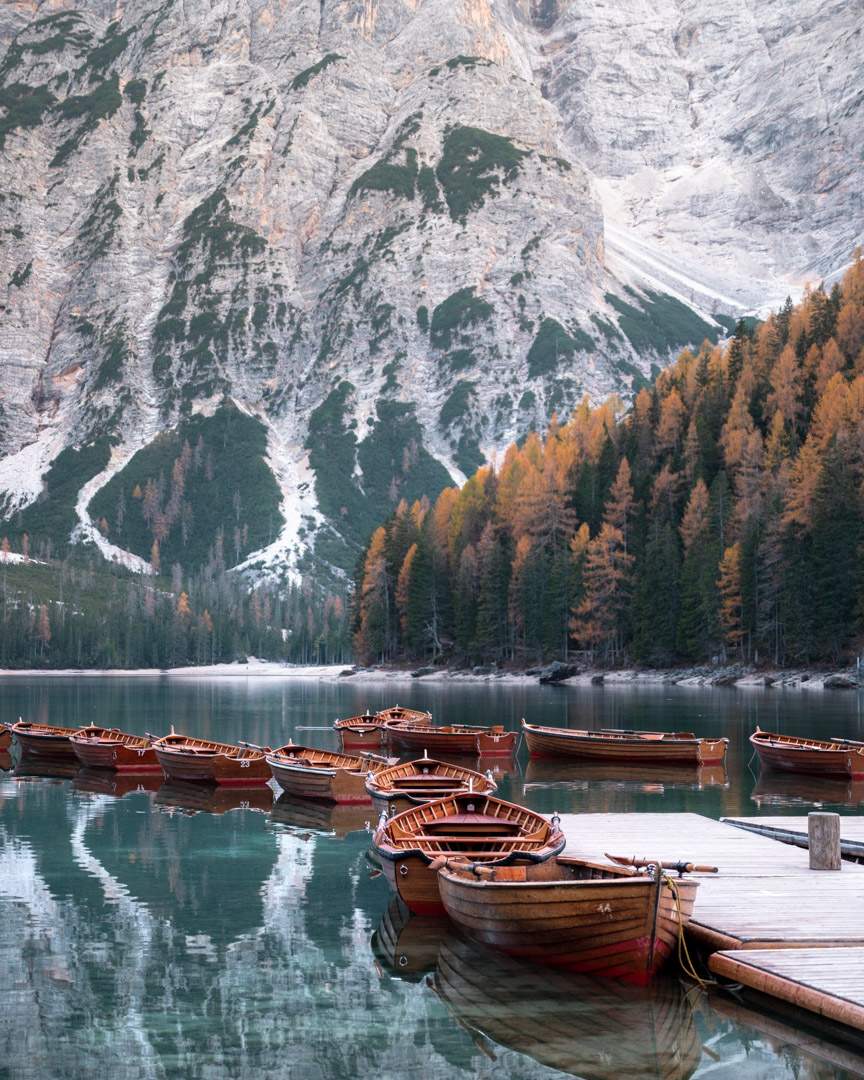 Rental boats at Lago di Braies