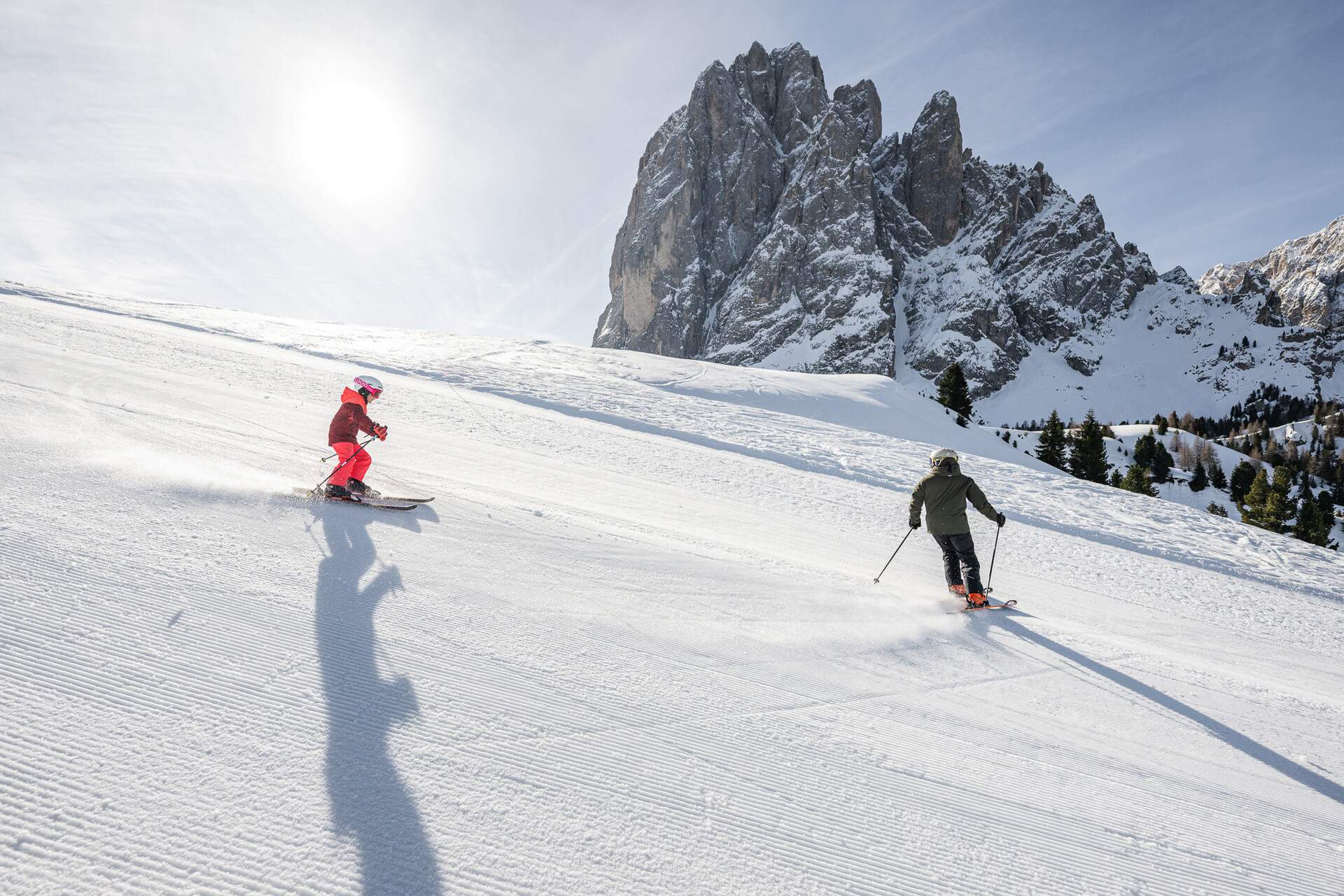The Dolomites on skis with children
