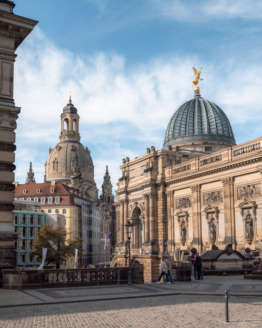 Dresden old town buildings by the river