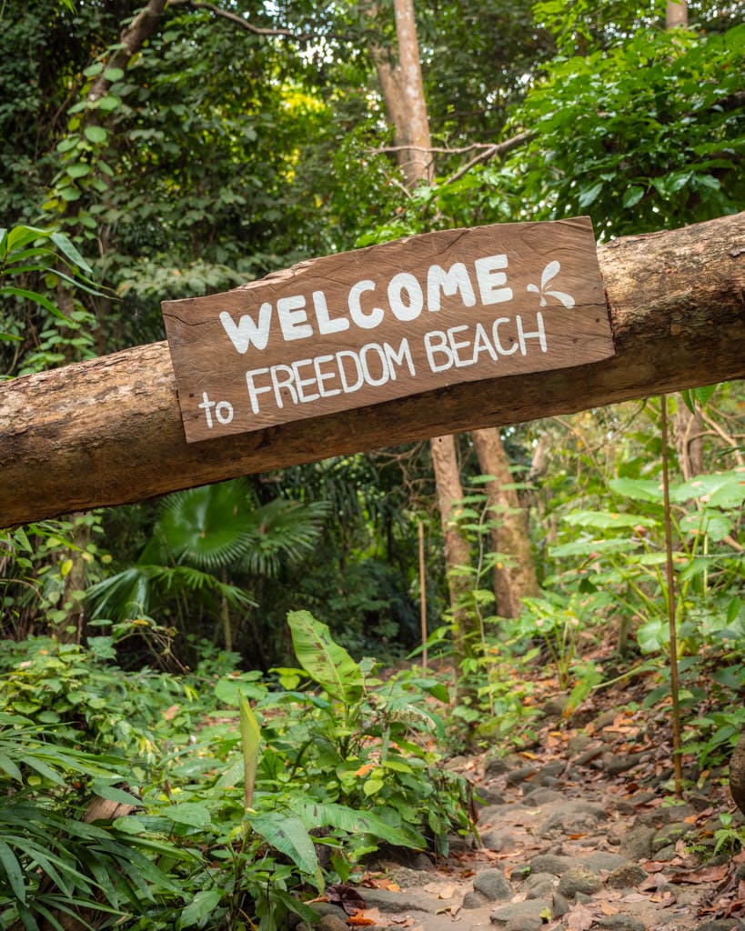 Welcome to Freedom Beach sign