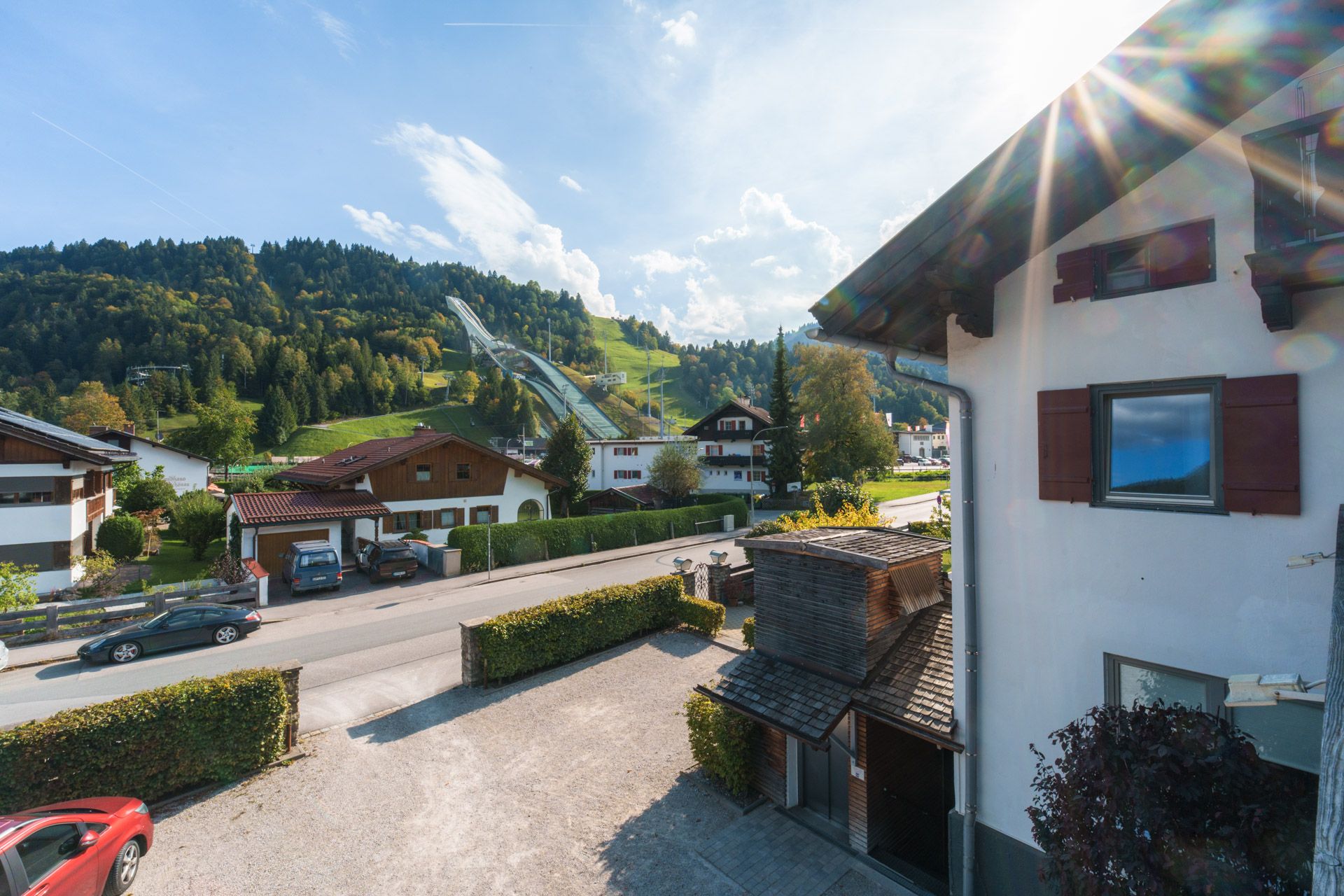 The Olympic ski jump seen from our balcony at Leiners