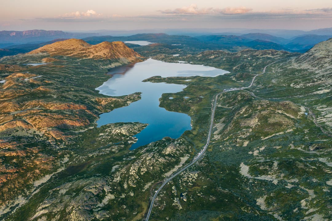 The parking lot at the start of the Stavsro route seen from the air