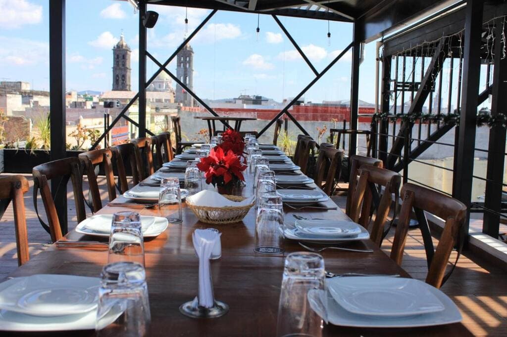 The rooftop terrace at Hotel Diana