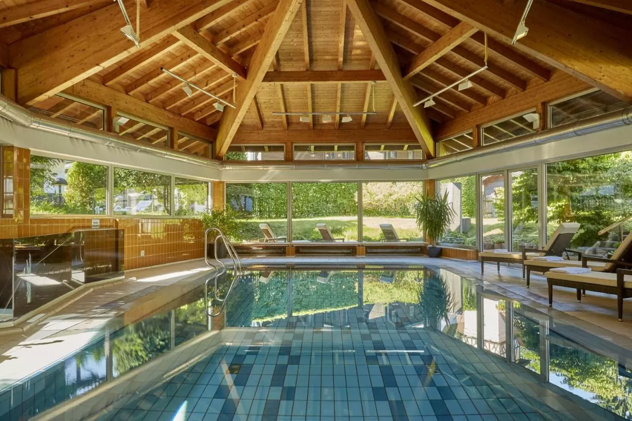 The heated indoor pool at Hyperion Hotel in Garmisch-Partenkirchen