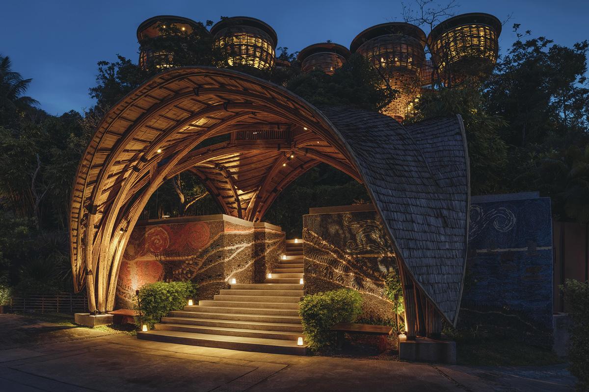 Keemala entrance at dusk